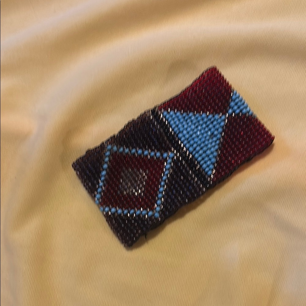 Geometric Beaded Bracelet - Red and Blue